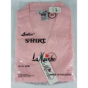NIP Vintage LaMouche Ladies Button Front Shirt-Size 44 Pink